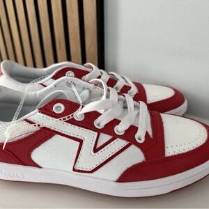 Vans Women's Red and White Sneakers